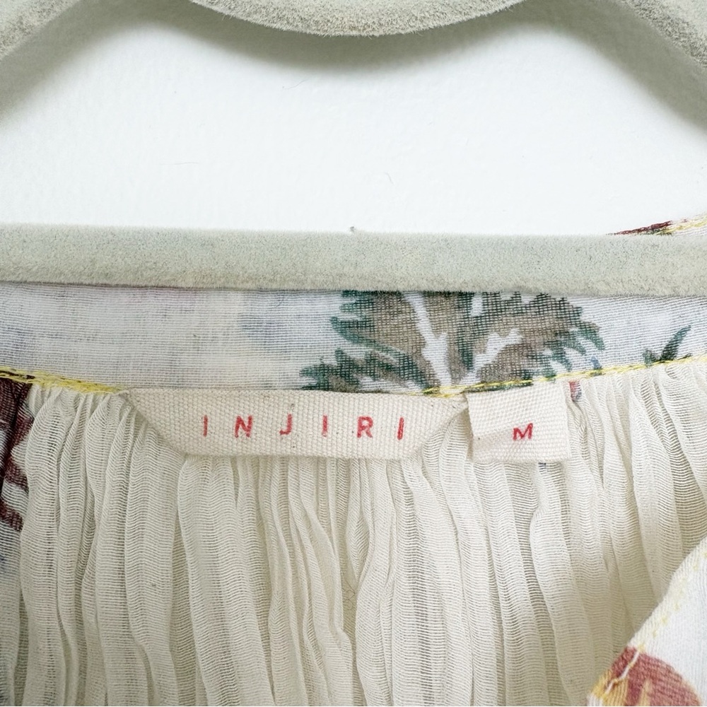 Injiri Rasa 75 Cotton Silk Floral Print Crinkled Shirt Medium - Picture 3 of 7